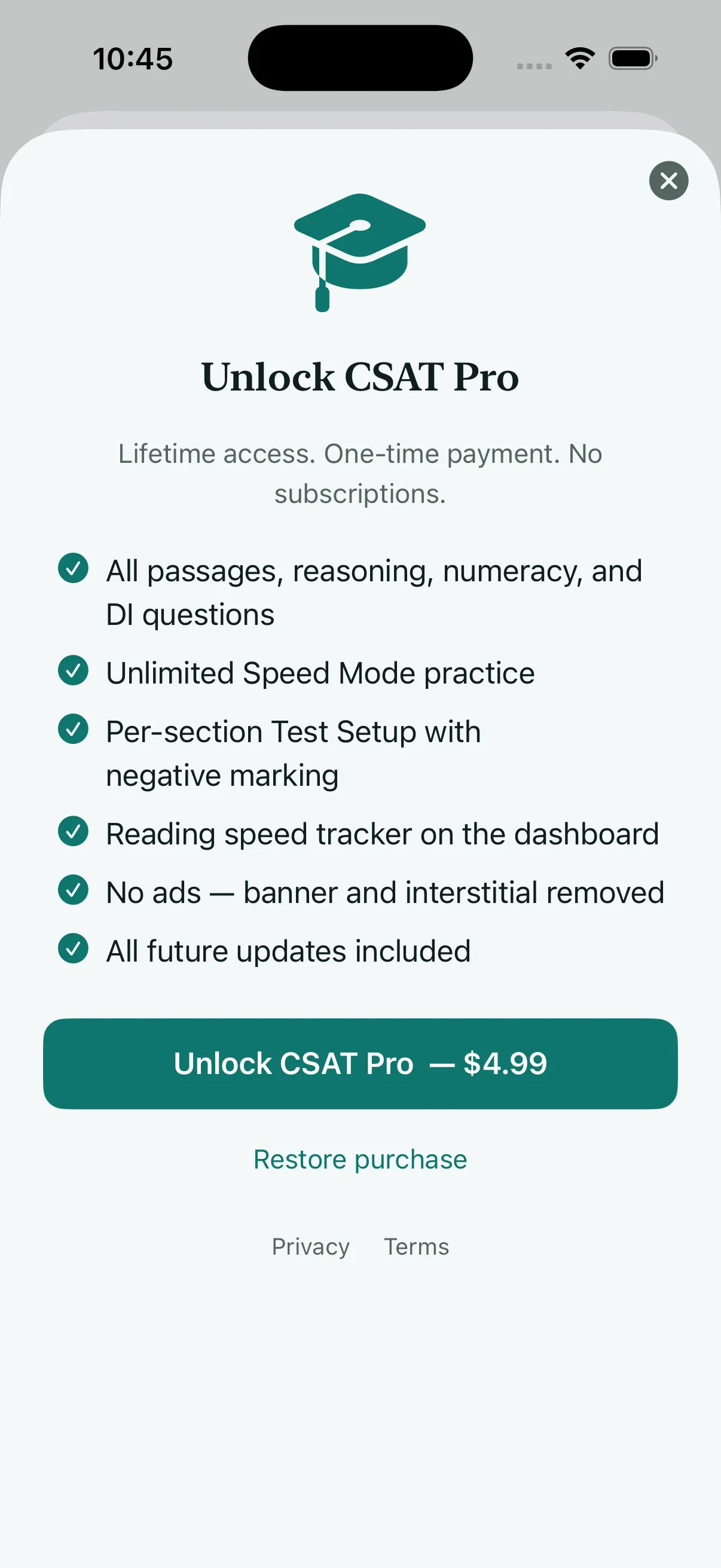 Unlock CSAT Pro paywall
